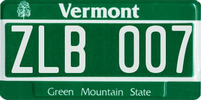 VT license plate ZLB007