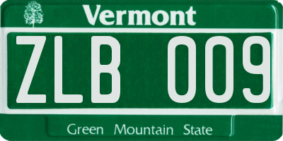VT license plate ZLB009