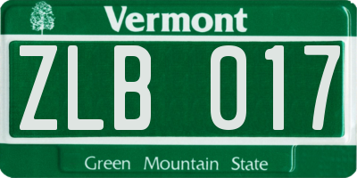 VT license plate ZLB017