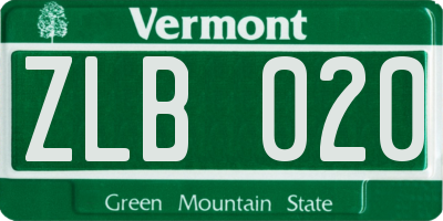 VT license plate ZLB020