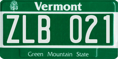 VT license plate ZLB021