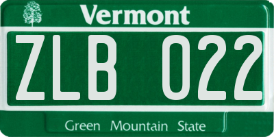VT license plate ZLB022