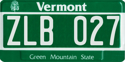 VT license plate ZLB027