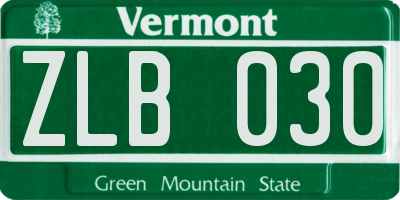VT license plate ZLB030