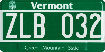 VT license plate ZLB032