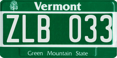 VT license plate ZLB033