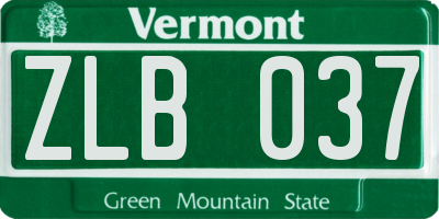 VT license plate ZLB037
