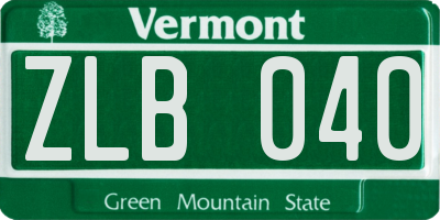 VT license plate ZLB040