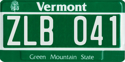 VT license plate ZLB041