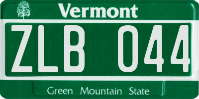 VT license plate ZLB044