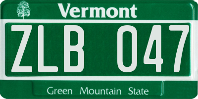 VT license plate ZLB047