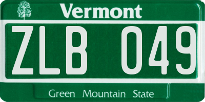 VT license plate ZLB049