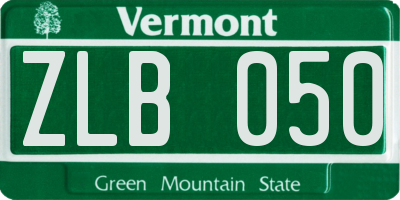 VT license plate ZLB050