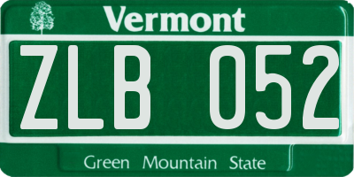VT license plate ZLB052