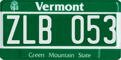 VT license plate ZLB053