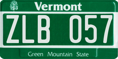 VT license plate ZLB057