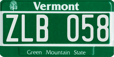 VT license plate ZLB058