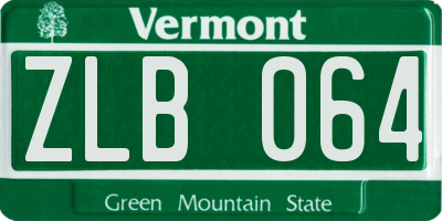 VT license plate ZLB064