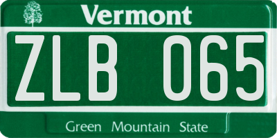 VT license plate ZLB065