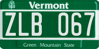 VT license plate ZLB067