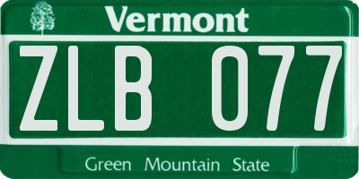 VT license plate ZLB077