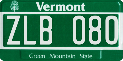 VT license plate ZLB080