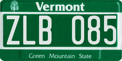 VT license plate ZLB085