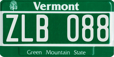 VT license plate ZLB088