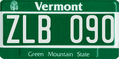 VT license plate ZLB090