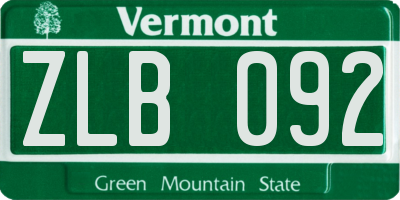 VT license plate ZLB092