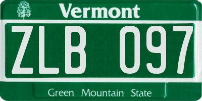VT license plate ZLB097