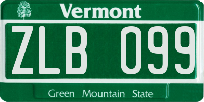 VT license plate ZLB099