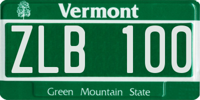 VT license plate ZLB100