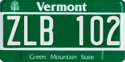 VT license plate ZLB102