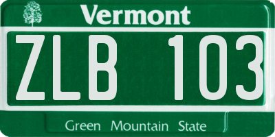 VT license plate ZLB103