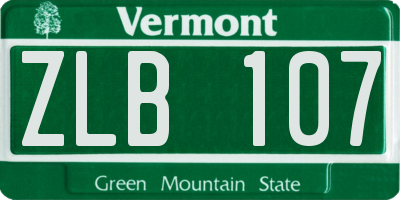 VT license plate ZLB107
