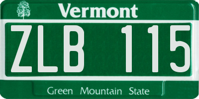 VT license plate ZLB115