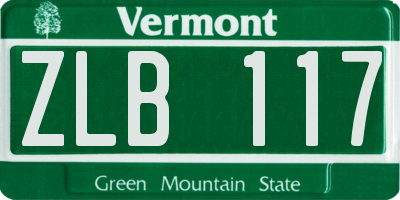 VT license plate ZLB117
