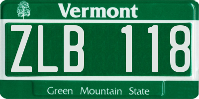 VT license plate ZLB118