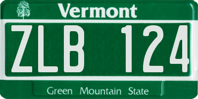 VT license plate ZLB124