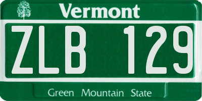 VT license plate ZLB129