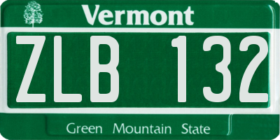 VT license plate ZLB132