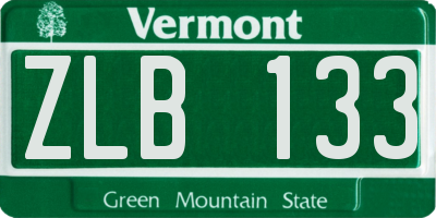 VT license plate ZLB133