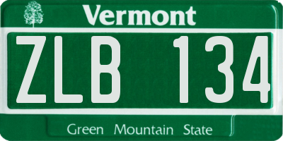 VT license plate ZLB134