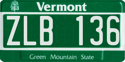 VT license plate ZLB136