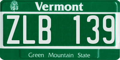 VT license plate ZLB139