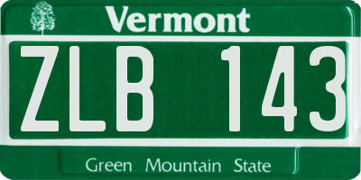 VT license plate ZLB143