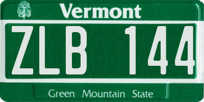 VT license plate ZLB144