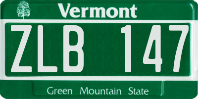 VT license plate ZLB147