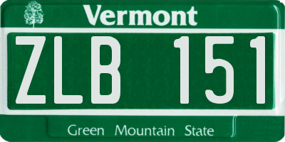VT license plate ZLB151